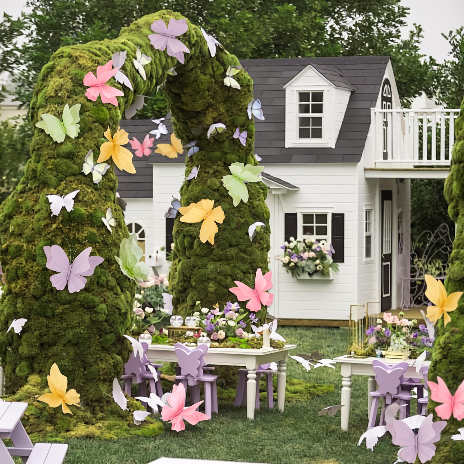Easy Joy 4 mariposas de papel 3D con clip, decoración con purpurina para mesa y primavera