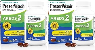 AREDS 2 Eye Vitamin & Mineral Supplement, Contains Lutein, Vitamin C, Zeaxanthin, Zinc & Vitamin E, 120 Softgels (Packaging May Vary) (Pack of 2)