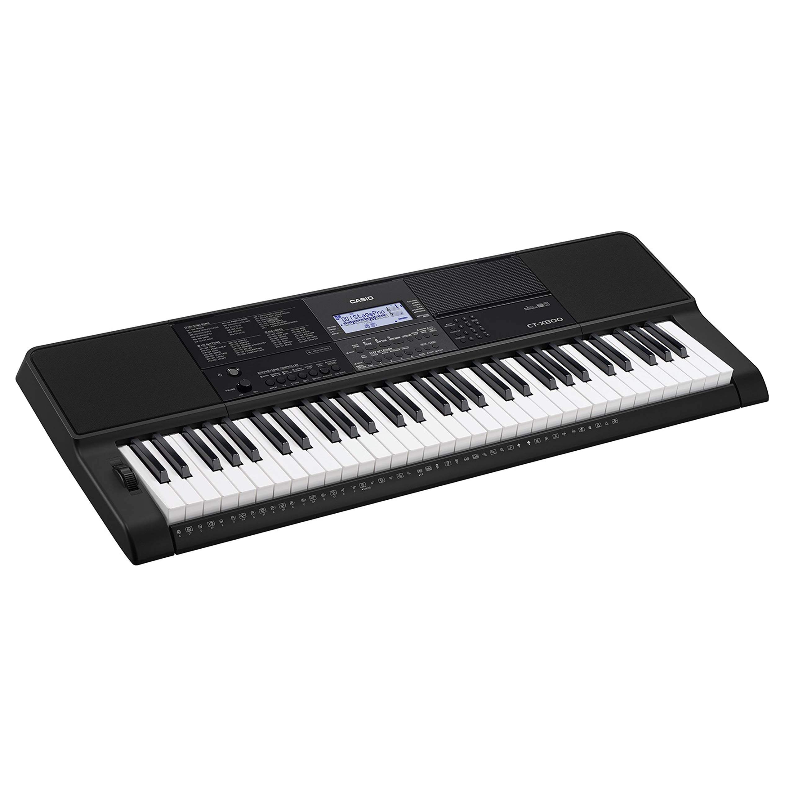 Casio CT-X800 Tastiera con 61 tasti sensibili al tocco, 600 suoni, 195 ritmi di accompagnamento e pitch wheel, nera