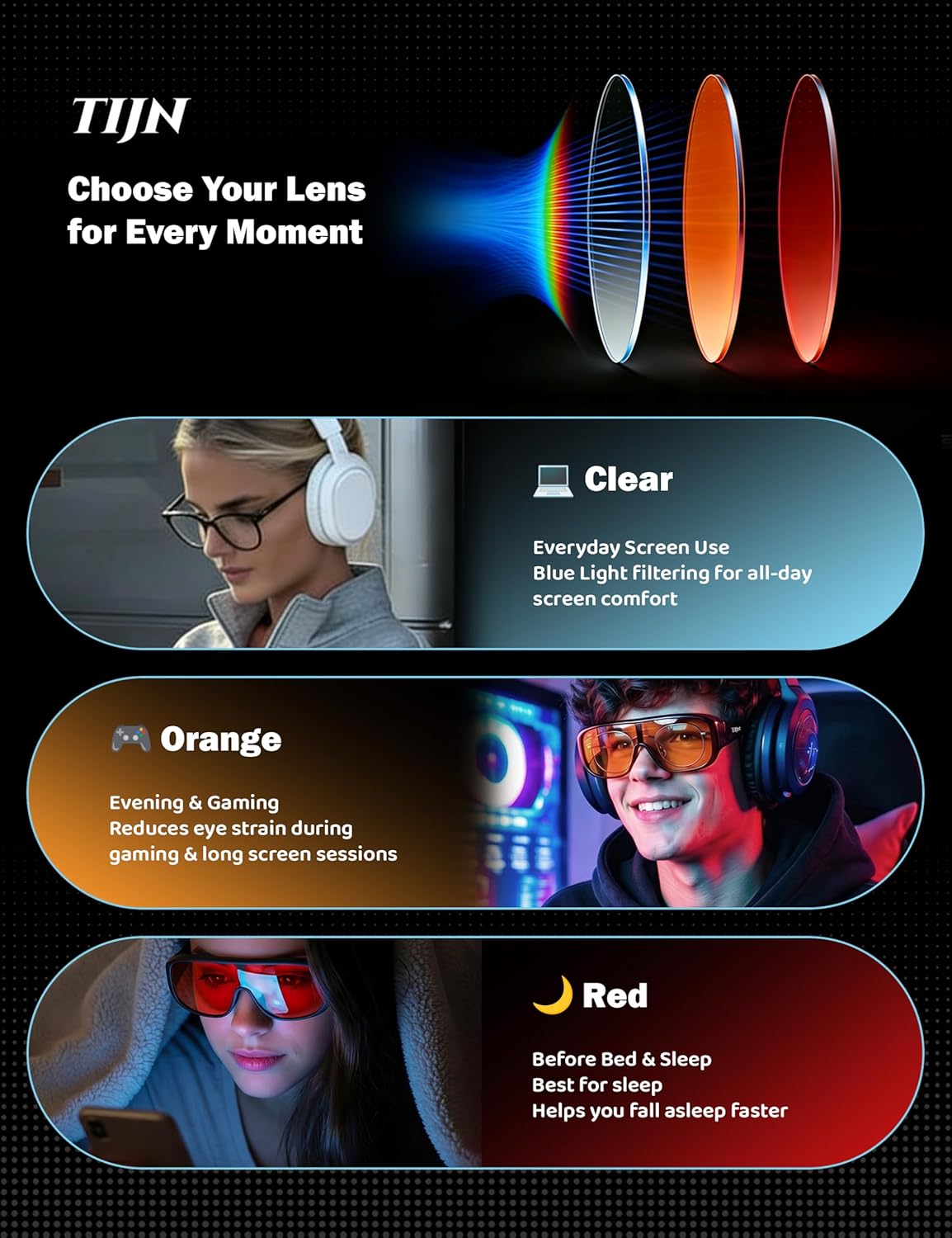 TIJN Blue Light Blocking Fit Over Glasses Men Women,Dual AR Coating,Oversized Aviator Frame for Computer Gaming Screen