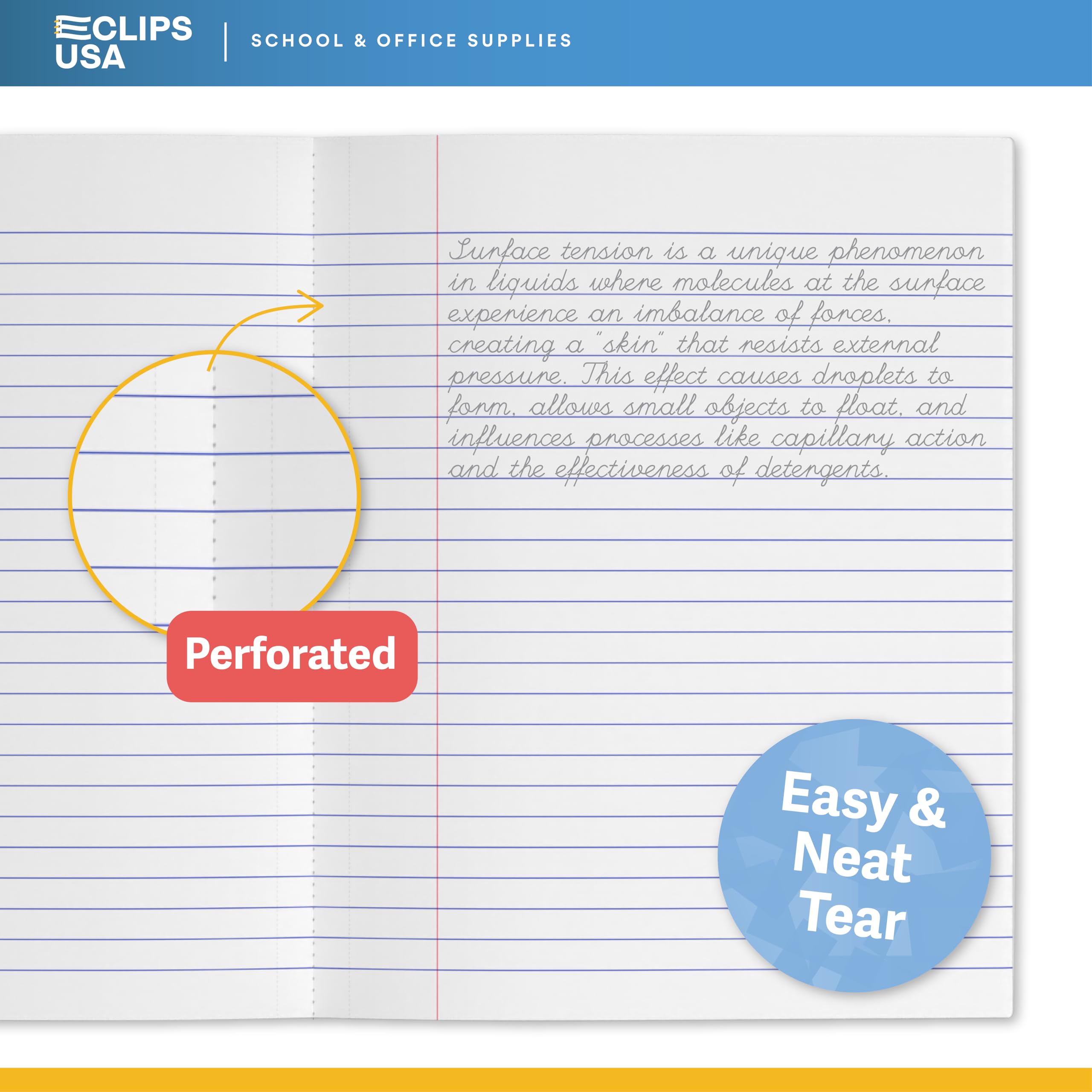E-CLIPS Non-spiral College Ruled Notebooks 6 Pack 6-Pack College Ruled ...