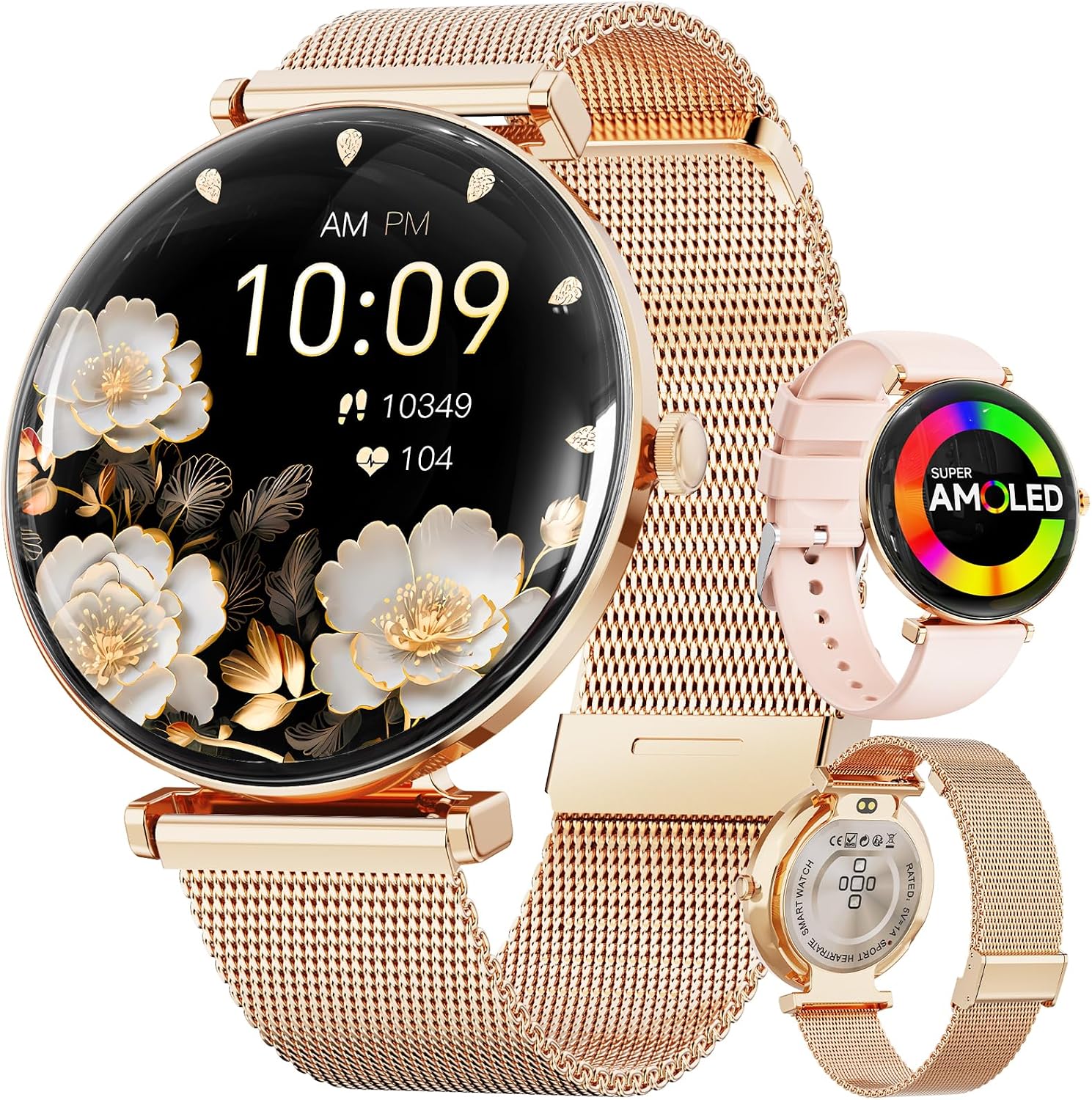 Hwagol Smart Watches for Women with Android iPhone Compatible[Calls/Metal Thin Body],1.43" Micro-Spherical AMOLED Screen,Sports Watch with Sleep/Heart Rate Monitor
