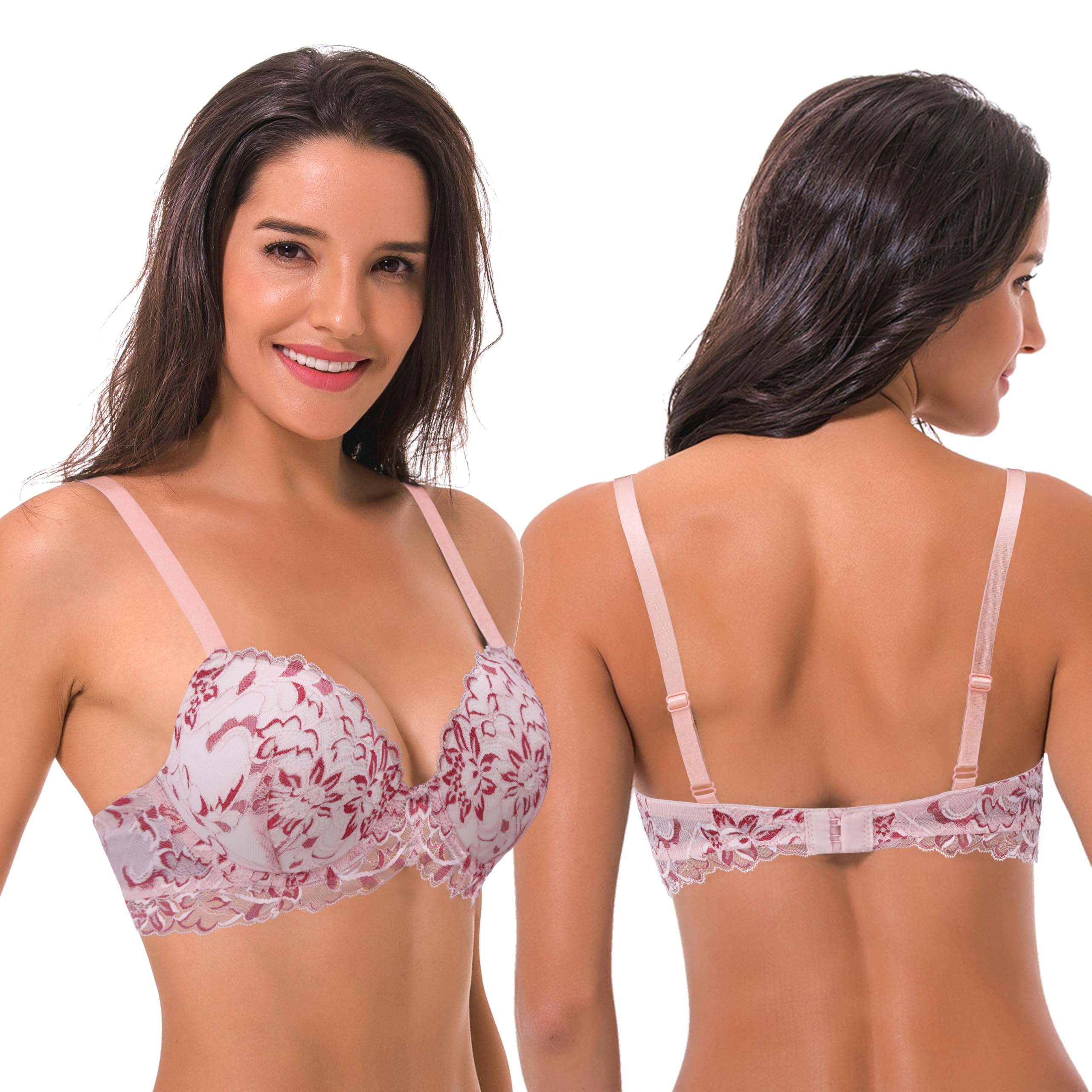 Curve Muse con Aros, Sujetadores con +1,5 Taza-x2 | Push Up, Media copa, Acolchado, Balconette, Transpirable, Copa moldeada