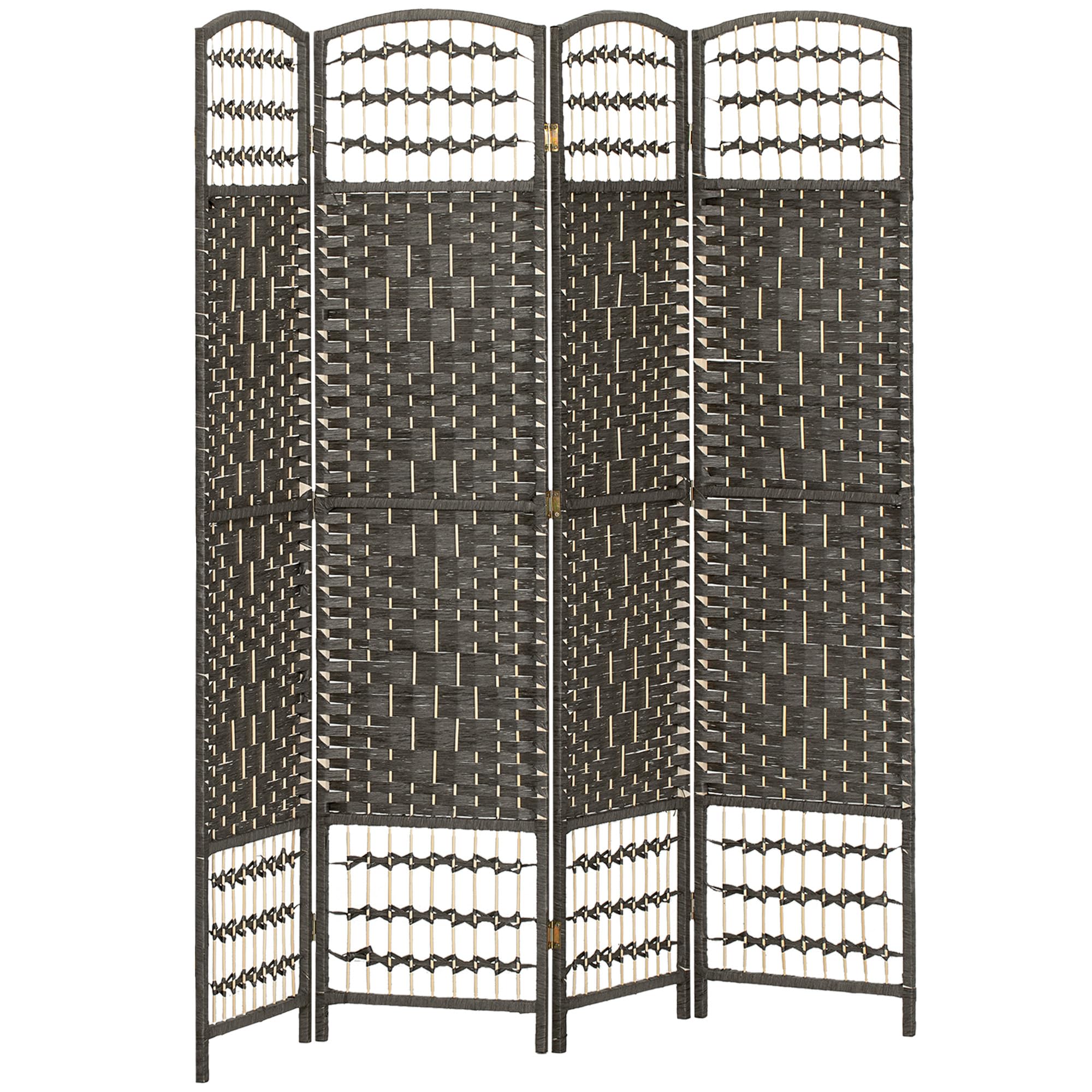 HOMCOM 4 Panel Folding Room Divider Privacy Screen 160 x 170cm Dark Grey