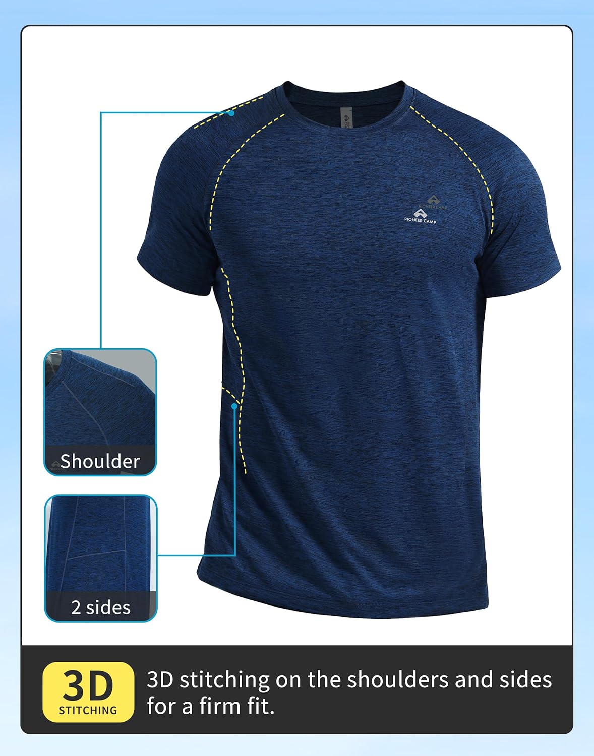 Pioneer Camp Mens Moisture Wicking Running Workout Shirt Performance Athletic T-Shirts UPF 50+ Short Sleeve Active Gym Tops