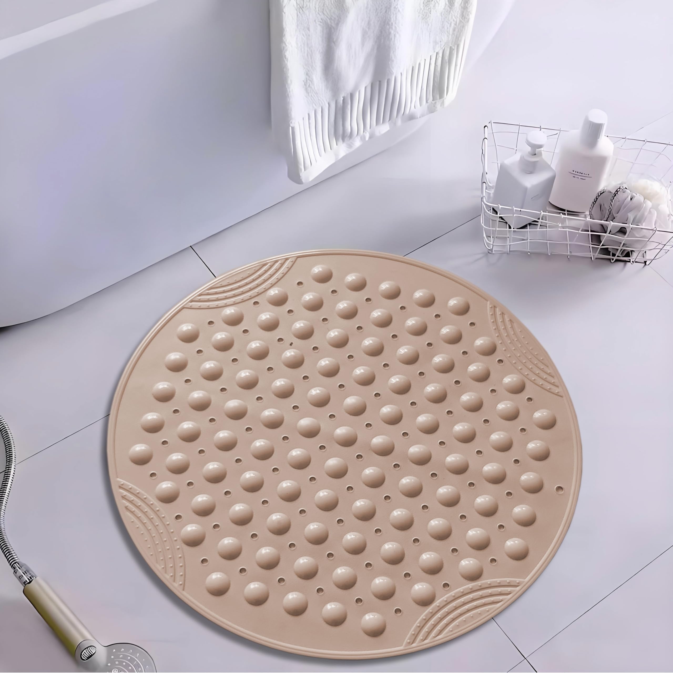 VSUSN 55cm Round Shower Mat with Suction Cups Anti-Slip Round Bathtub Mat Inside or Outside Showers Machine Washable - Image 7