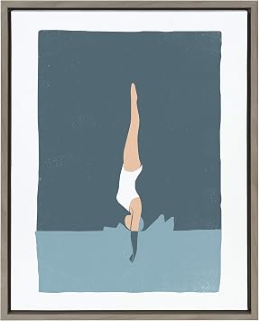 Kate and Laurel Sylvie Splash Framed Canvas Wall Art by Rocket Jack, 18x24 Gray, Chic Coastal Art for Wall