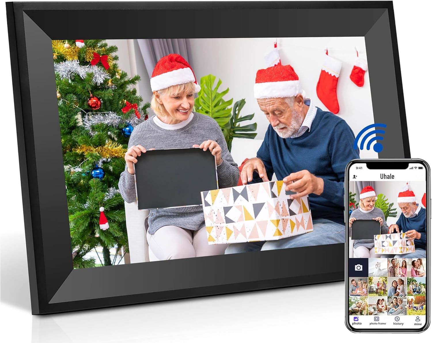 Uhale Digital Picture Frame 10.1 inch IPS Touch Screen Digital Photo Frame WiFi EnabledWall MountableAuto-Rotate Send Best Wishes via Uhale App-for Families&Friends or Grandparents Gift