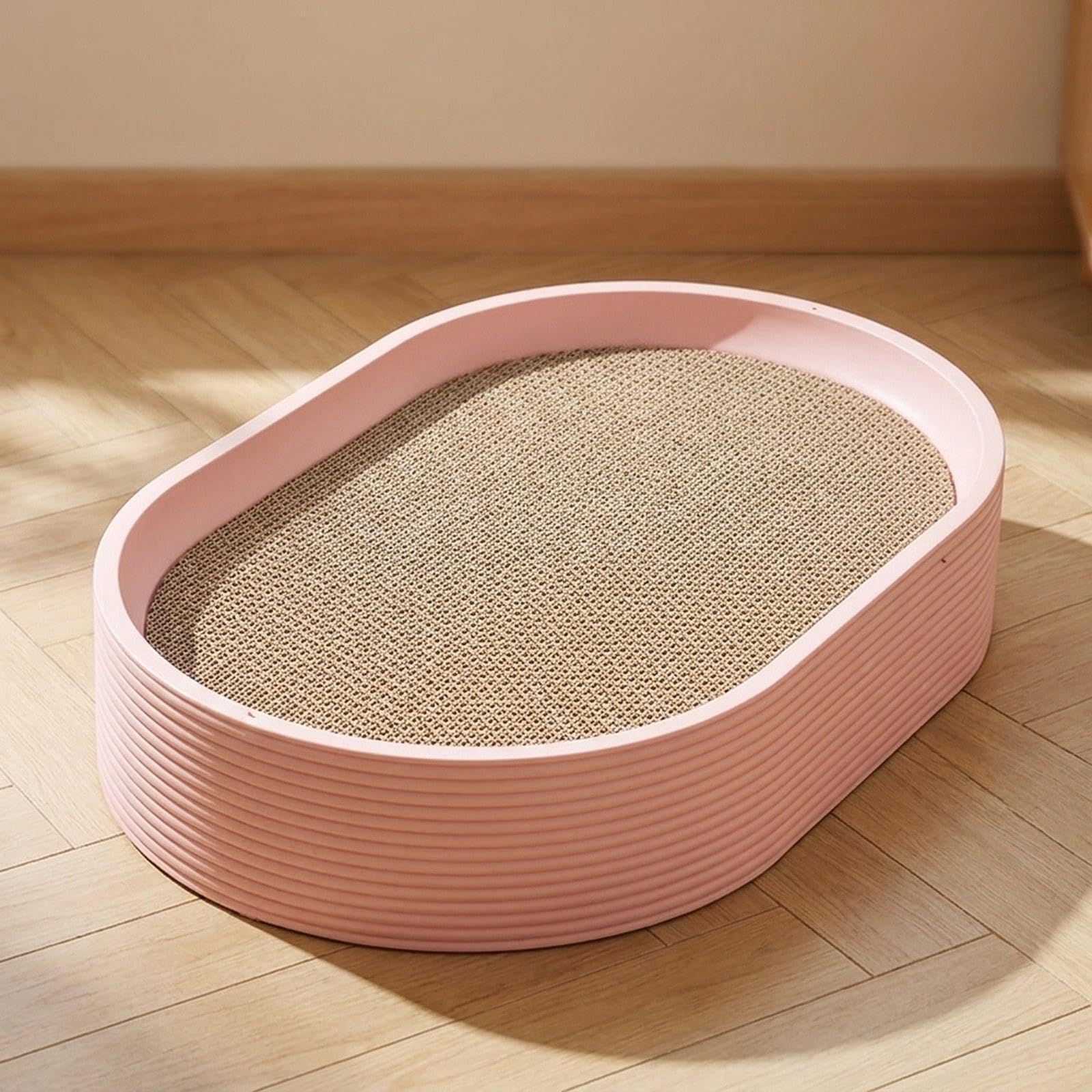 Katzen Kratzbrett Kratzmatte Kratzpad Nest Schlaffläche Aus Langlebigem PP Und Wellpappe mit Einsetzen Austauschbarem Kern für Katzen für Möbel Schutz, Rosa