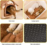 Vista 5 de Cama cueva para gatos, cama lavable para perro, cálido y acogedor iglú de felpa para gatos, casa plegable y cómoda para mascotas, cama para mascotas