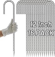 Vista 28 de AAGUT Estacas de barra de refuerzo de 24 pulgadas con gancho en J resistente, paquete de 20 estacas de tienda de campaña extra largas de 1/2 pulgada