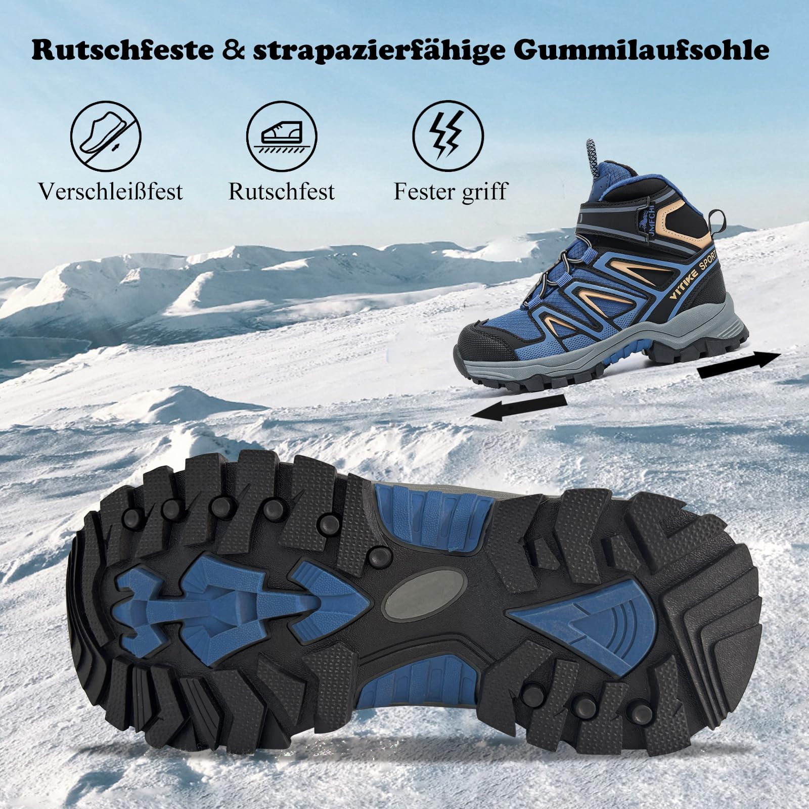 JMFCHI FASHION Chaussures d'hiver pour garçon - Bottes de neige - Doublure chaude - Chaussures de randonnée et de trekking