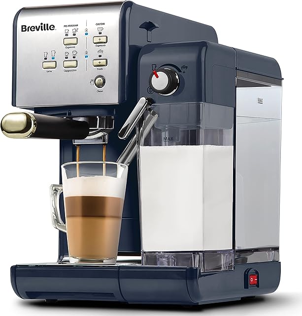 Breville One-Touch CoffeeHouse Coffee Machine | Espresso, Cappuccino and Latte Maker | 19 Bar Italian Pump | Automatic Milk Frother | ESE Pod Compatible | Navy [VCF145]