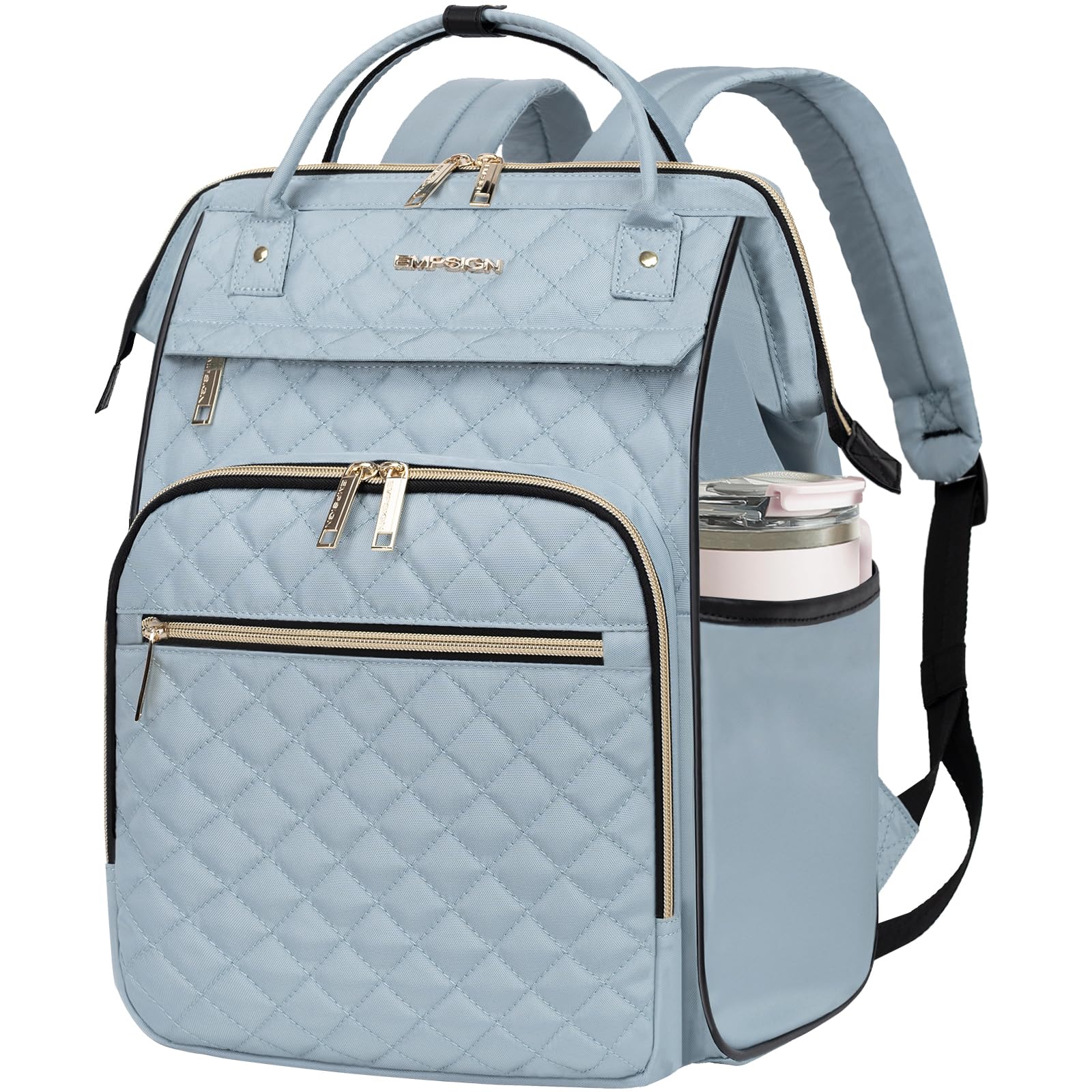 EMPSIGN 17 Inch Laptop Backpack for Women, Work Business Travel Computer College Bags, Large Capacity Water-repellent Quilted Casual Daypack with USB