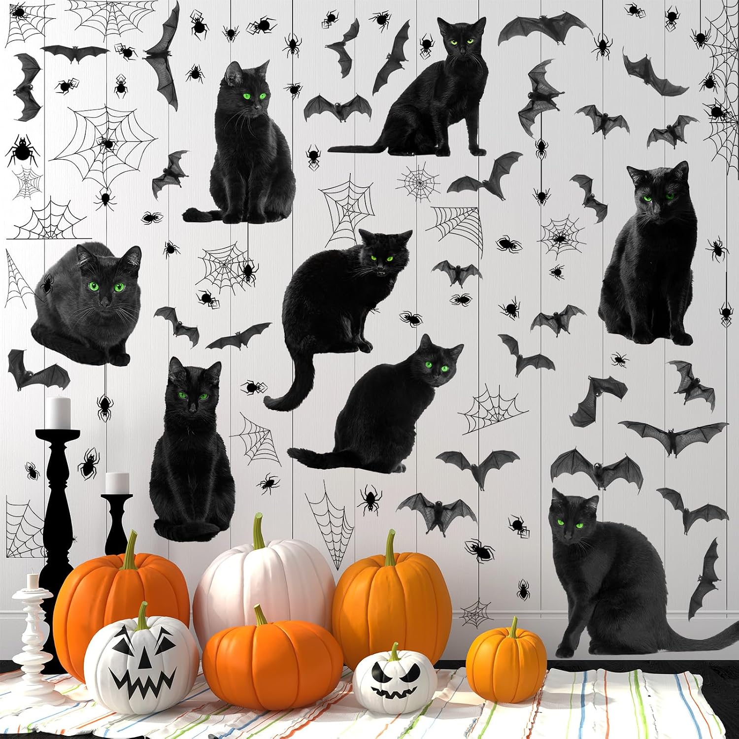 6 Sheets 77 Pcs Halloween Wall Sticker Decoration