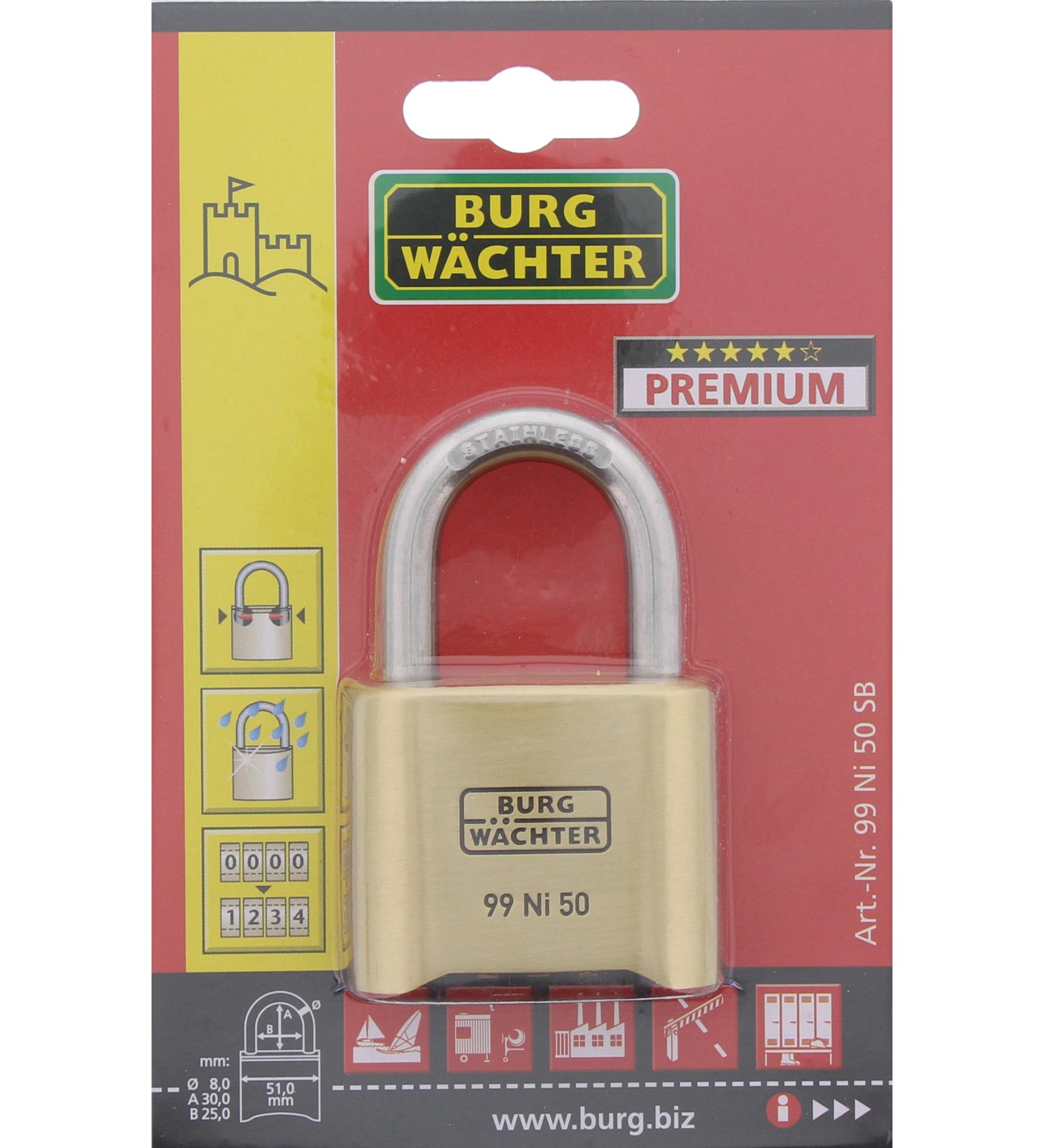 BURG-WÄCHTER Kłódka 99 Ni 50 SB