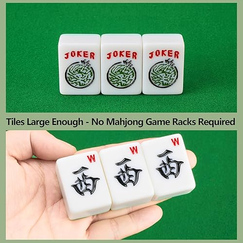 Miniatura 4 de YANMEIYA American Mahjong - Juego de 166 azulejos de Mahjong de color turquesa, juego de azulejos grandes de Mahjong de 1.6 pulgadas