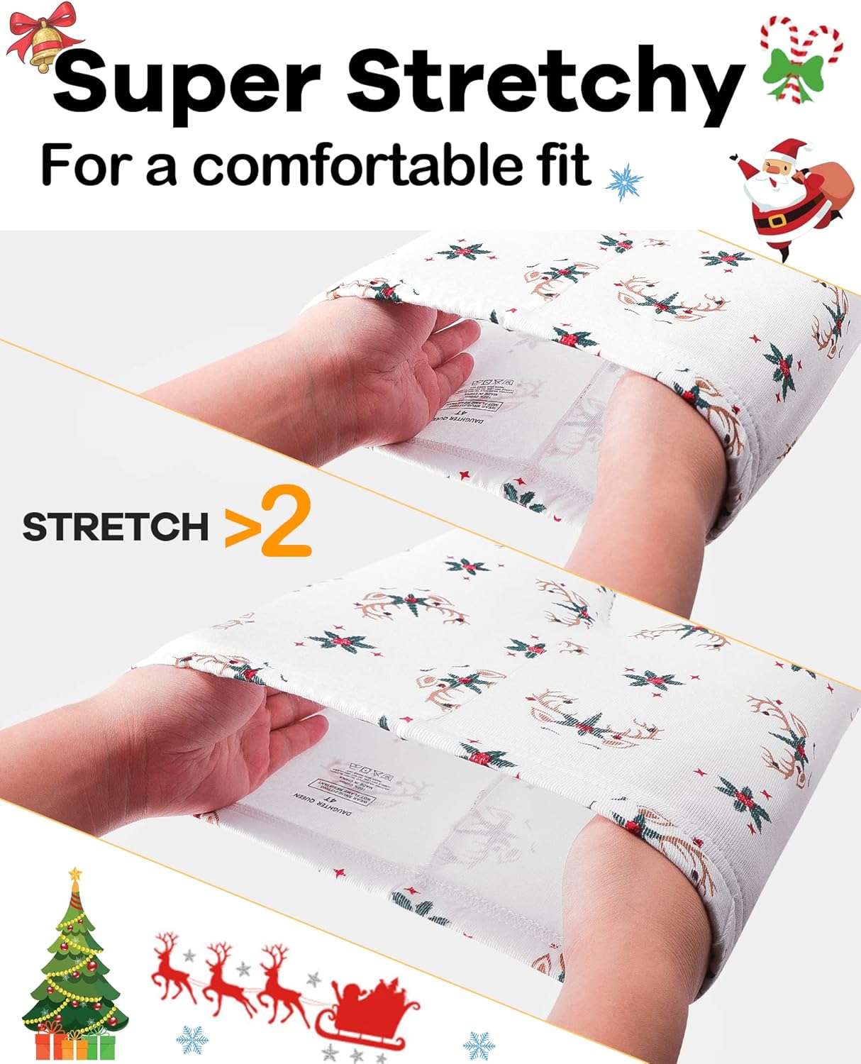 DAUGHTER QUEEN Girls Christmas Pajamas Set 100% Cotton Long Sleeve Pjs Unicorn Pajamas for Girls Pj Kids Xmas Sleepwear Reindeer Sleeping Clothes Deer Jammies Size 10 9 Age 8-10 Years Old - Image 3