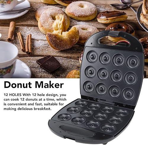 Miniatura 4 de Luqeeg Máquina para hacer donas con temperatura, calefacción de doble cara, diseño de 12 agujeros, máquina para hacer panqueques de cocina,