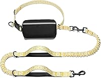 Vista 41 de iYoShop Correa de perro manos libres con bolsa con cremallera, asas acolchadas dobles y bungee duradero para caminar, trotar y correr con tu perro