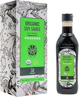 Soeos Organic Low Sodium Soy Sauce 16.2oz (480ml), USDA Organic, Naturally Brewed Soy Sauce, Soy Sauce Organic, Dark Soy S...
