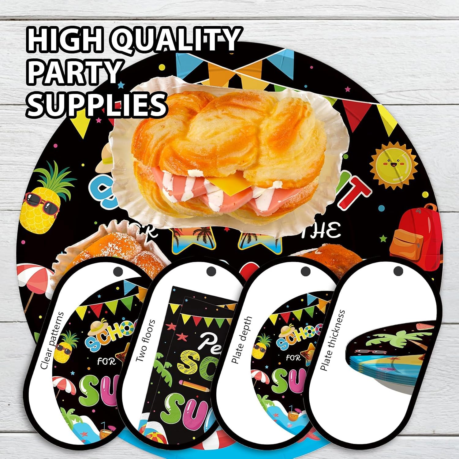 96Pcs End Of The School Year Party Decorations School's Out for The Summer Plates and Napkins Hello Summer Last Day of School Tableware Set for Kids Class Of 2026 Graduation Party Supplies Serve 24