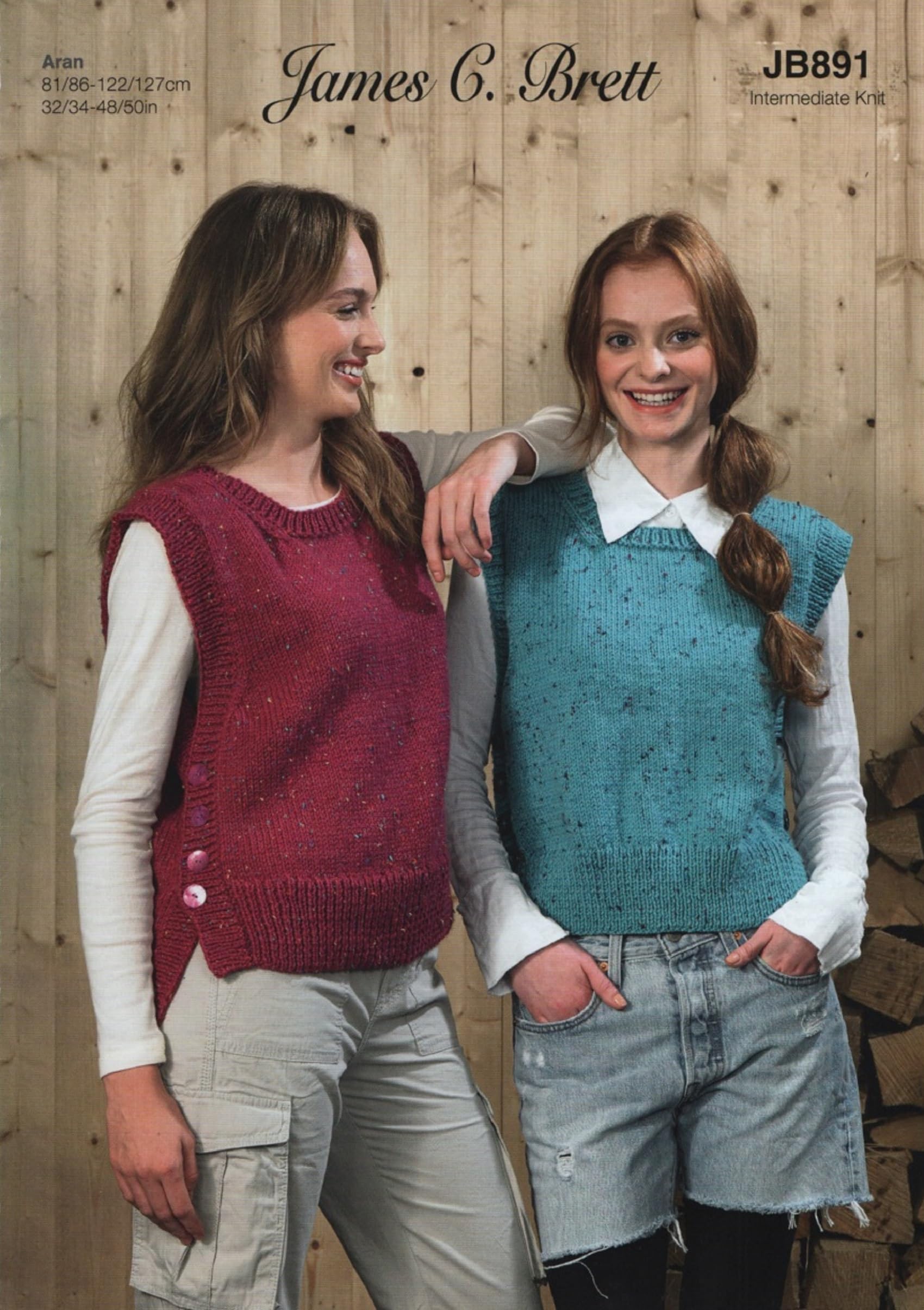 James C. Brett Women's Multi James C Brett James Brett Aran Knitting Pattern Button Detail Slipover (Jb891)