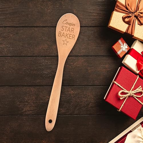 Miniatura 3 de Cousin Star Baker - Cucharas de madera grabadas con láser, cucharas de madera para hornear para mezclar alimentos, ideas de regalo para mujeres,