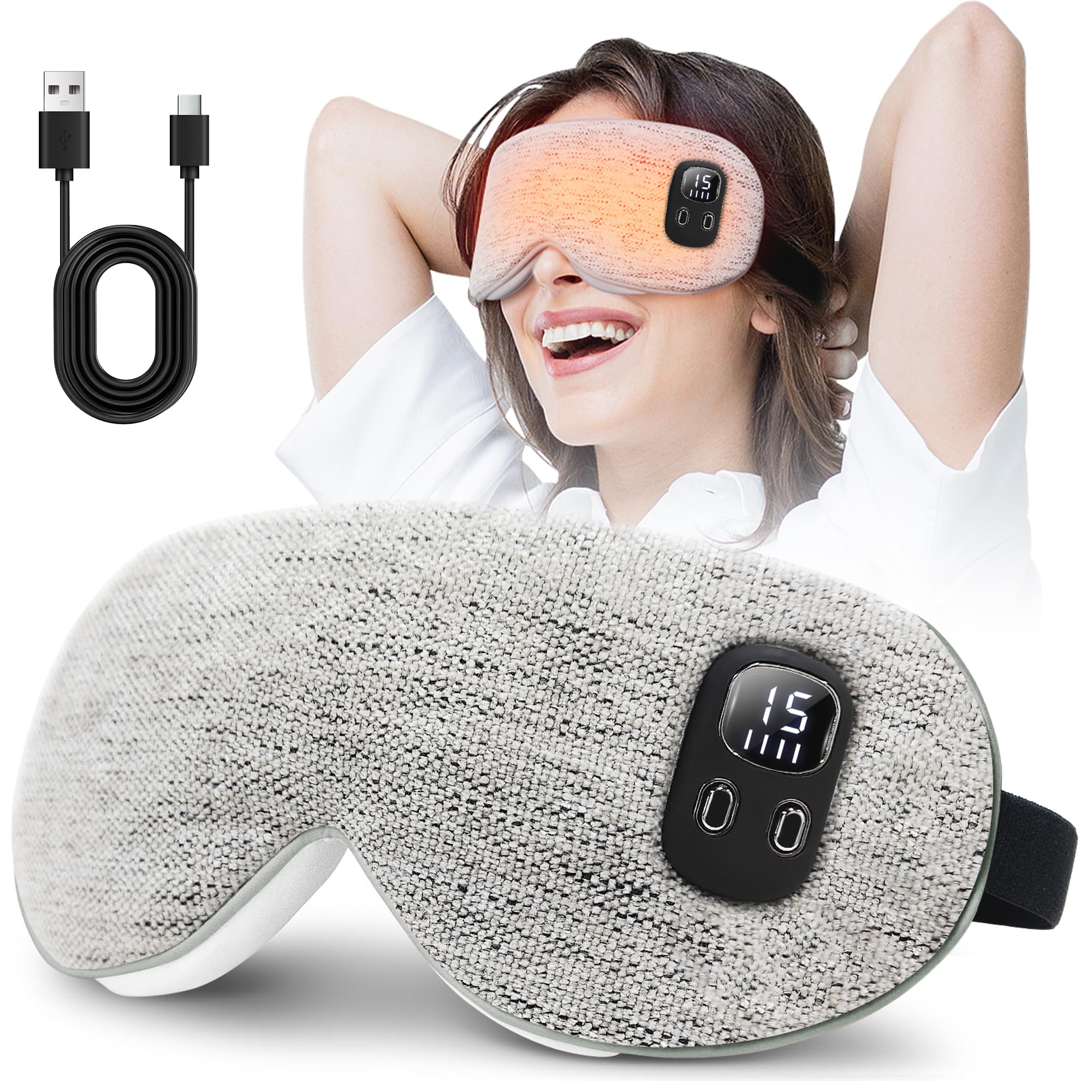 EASICUTI Heated Eye Mask, Cordless Warm Eye Compress for Dry Eyes Blepharitis Stye Treatme...