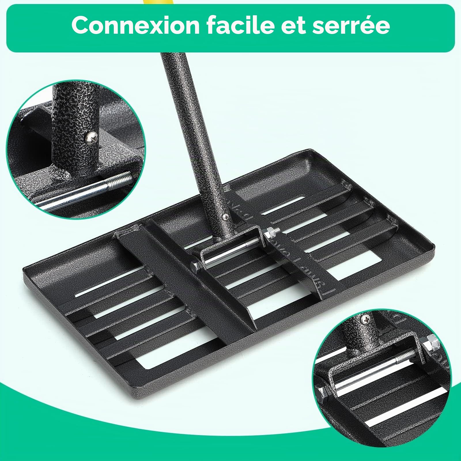 Râteau de nivellement de pelouse en métal - 182 cm - pour Le Golf, Le Jardin, la Surface - en Acier Inoxydable - 43 x 25 cm (182cm)