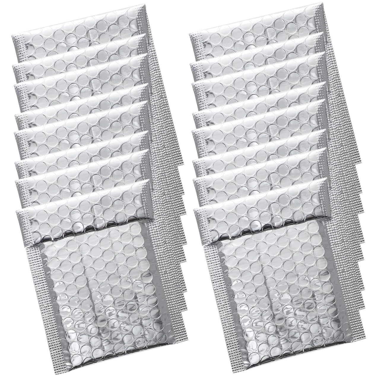 100 Enveloppes à Bulles D'emballage Auto-adhésives Argentées 110x130 40mm, Paquet D'expédition Matelassés Résistants aux Chocs, Enveloppes D'expédition Légères pour Bureau