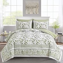 Dobuyly Floral Comforter Set Full Size, 7 Piece Bed in a Bag Full Size Sage Green Flowers on White Botanical Bedding Set, Soft Microfiber Bedding Comforter Sets with Sheets for All Season