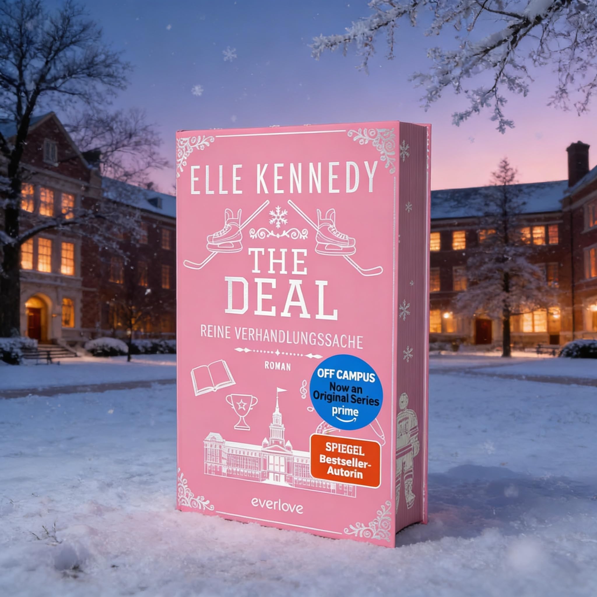 Elle Kennedy - Off-Campus Buchset Band 1-4 - The Deal, The Mistake, The Score, The Goal - Hockey Romance Hardcover Schmuckausgabe - New Adult Eishockey Liebesroman Sammelset mit exklusivem Lesezeichen