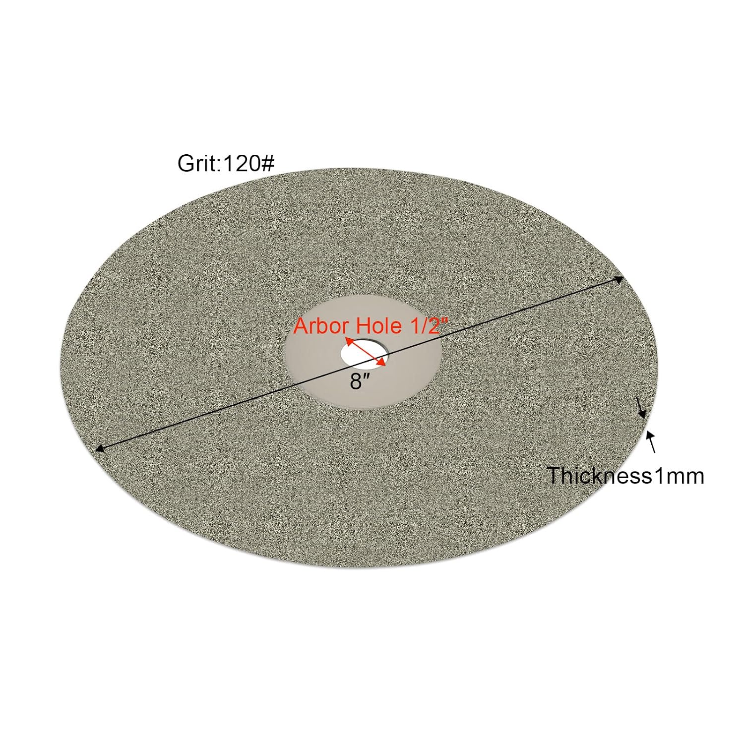 DZQ 3PCS Diamond Flat Lap Wheel Disc 8" x 1/2" Arbor Hole Abrasive Grit 80 120 180 for Cutting or Sanding Stone and Glass