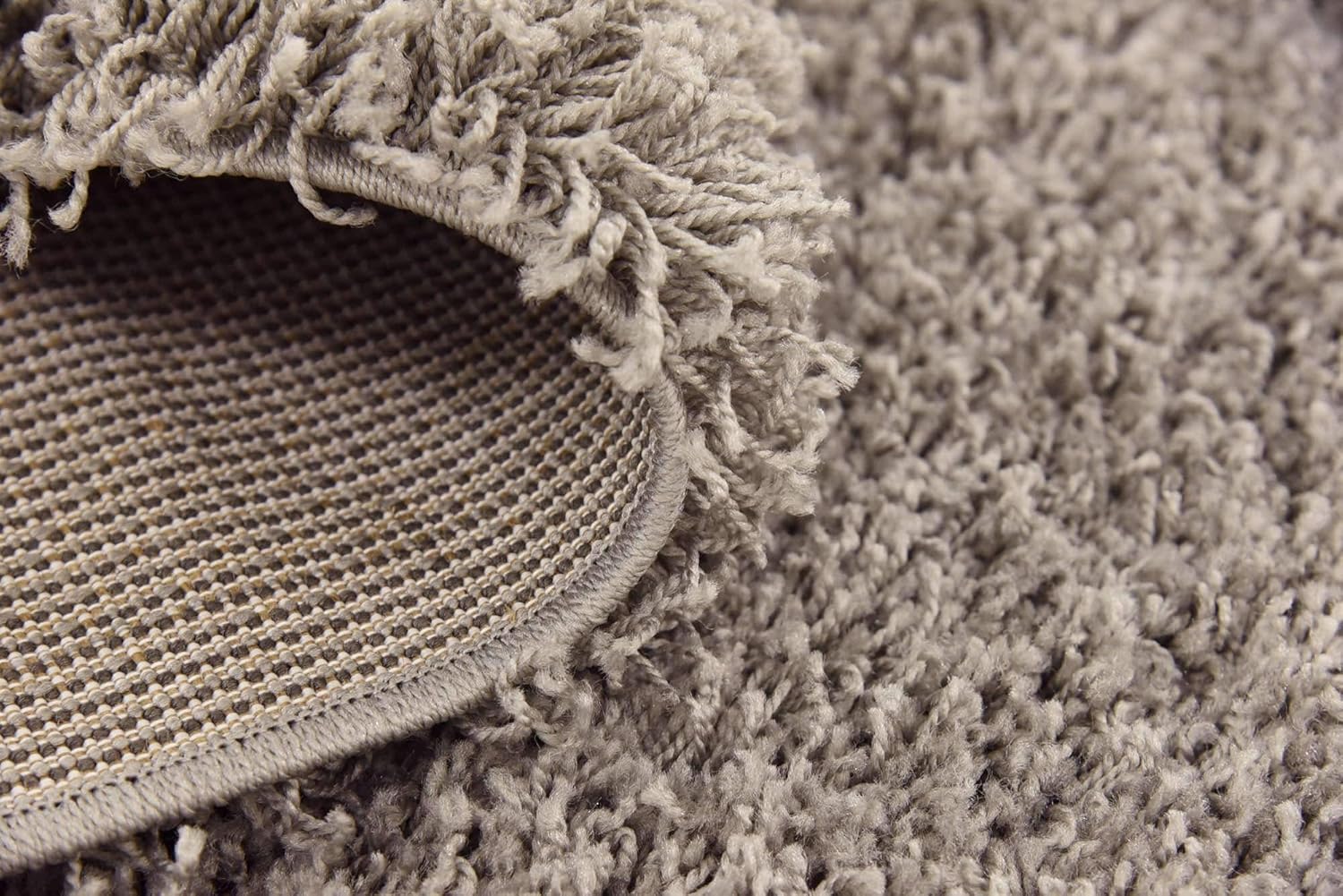 8' Square Cloud Gray Synthetic Shag Area Rug