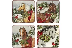Christmas on the Farm 6" Canape Plate, Set of 4