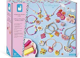 Janod - 16 Bijoux d'Amitié à Créer - Breloques à Créer en Autonomie en Pate Polymère - Kit de Loisirs Créatifs - Stimule la Créativité - Activité Manuelle pour Enfant - Dès 7 Ans et + - J09186