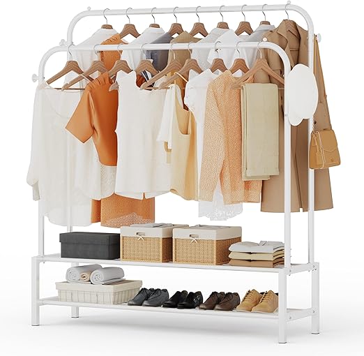 Appendiabiti Autoportante JURMERRY - Doppia Canna, Multifunzionale Per Camera Da Letto, Nero - Foto 2