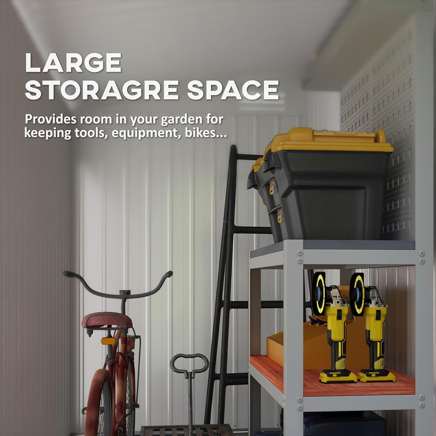 4'x7.7' Outdoor Robust Strong Metal Lean-to Storage Shed with Lockable Ventilated Door for Airflow Optimization and Security