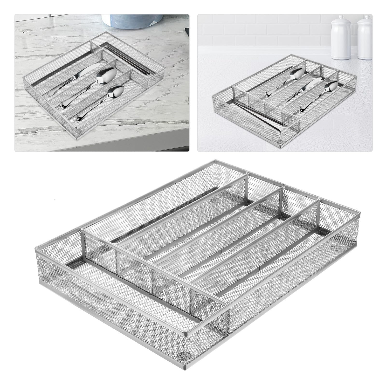 SOLUSTRE Organizador de Cajones para Cocina y Oficina en Acero al Carbono Diseño Hueco y Fácil Instalación, Adecuado para Almacenamiento