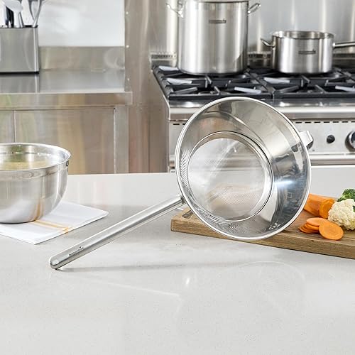 Miniatura 3 de Restaurantware Chinois - Colador de acero inoxidable de 11.8 pulgadas con malla extrafina para salsas, caldos, sopas, caldos, tamizado, herramientas