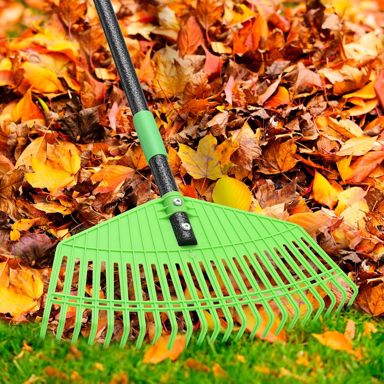 EUIJOIP ProFlex Leaf Rake 44" Long Handle, 16.5" Flexible Head - Lightweight, Gentle on Grass, Ideal for Bushes, Flowers & Lawns