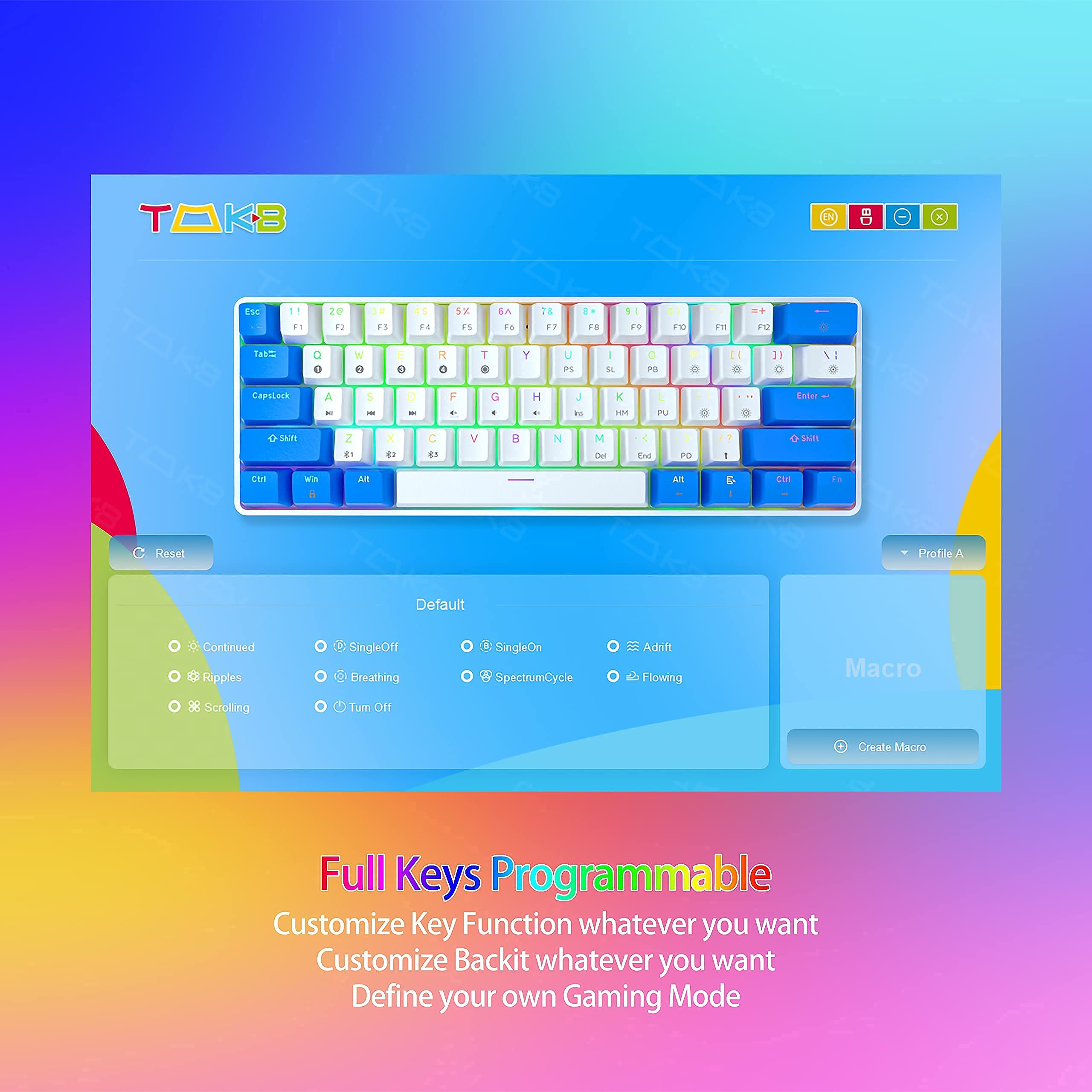 TMKB GK61 60 Mechanical Gaming Keyboard,Hot Swap Keyboard DualMode