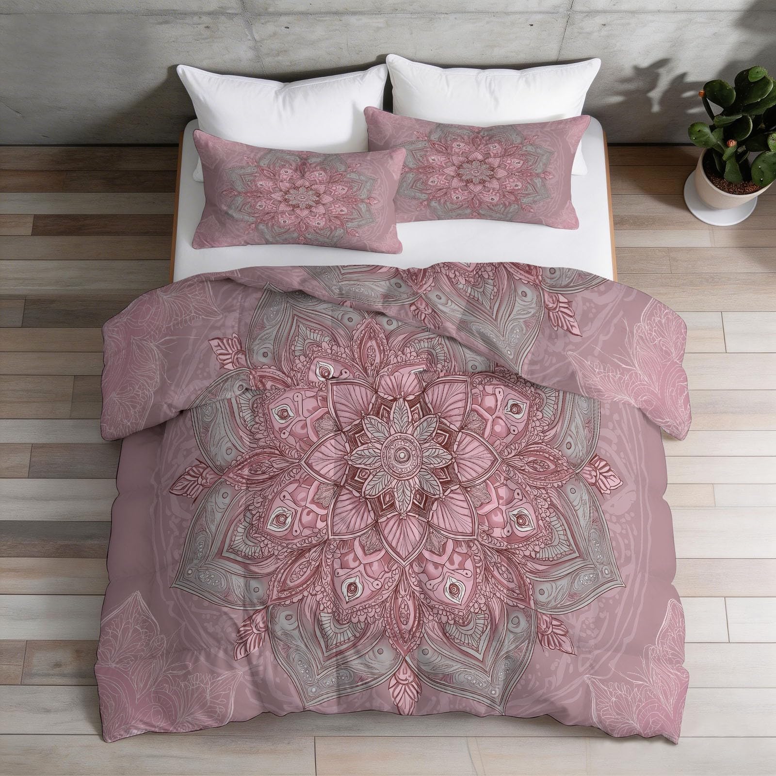 Edredón de 200 x 200 cm, manta súper suave, para 4 estaciones, almohada bohemia, mandala etnicidad, estampado reversible, para cálido, cómodo, suavidad extrema