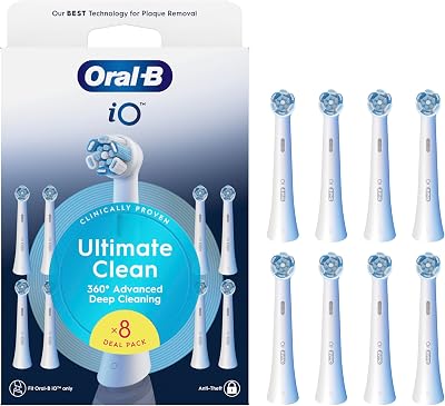 Oral-B Testine di Ricambio iO Ultimate Clean, Bianche, 8 Ricambi
