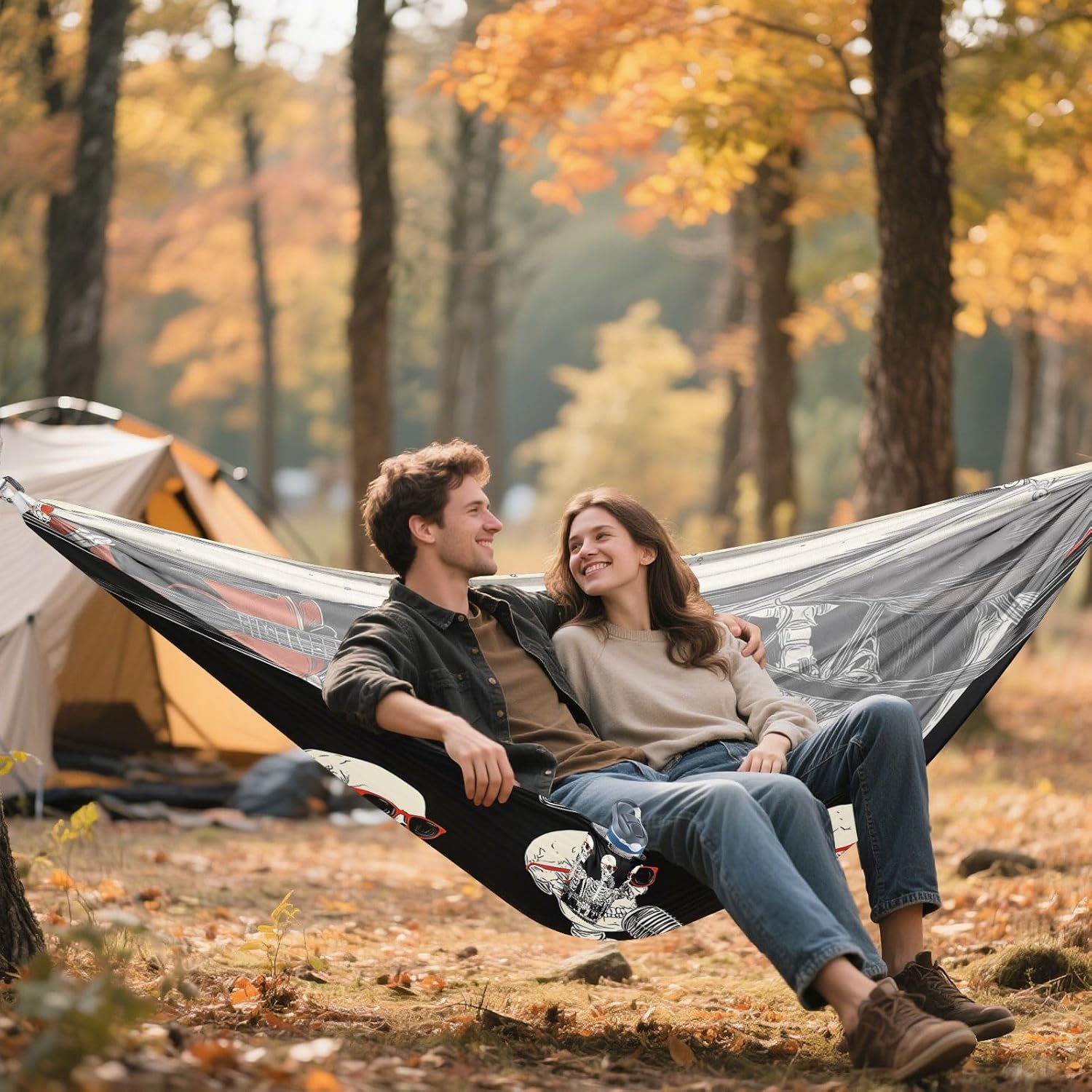 ALAZA Skull Driving Funny Camping Hammocks Single or 2 Person 500 lbs Portable Parachute Travel Hammock w/Tree Straps for Hiking Backpacking Indoor Outdoor