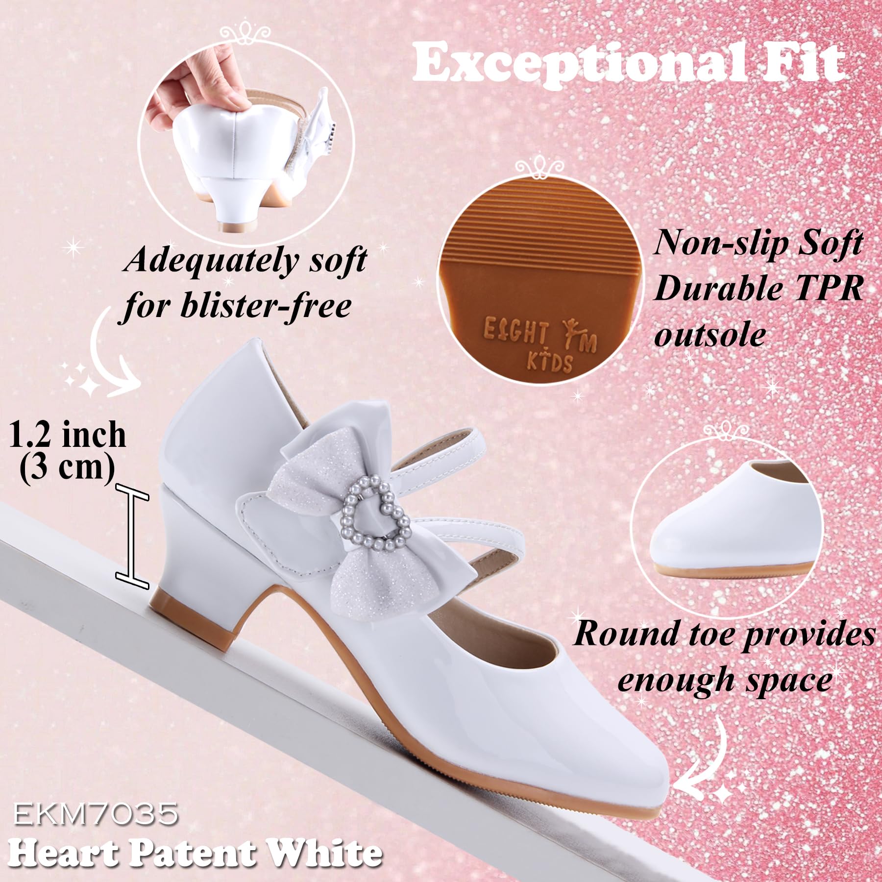 Princess Mary Jane Dress Up Shoes - Girls' Party Pumps for Flower Girl Wedding With Sparkly Design — view 5