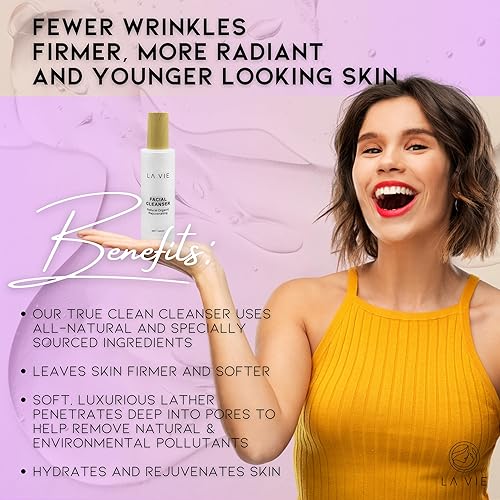 Miniatura 4 de La Vie Limpiador facial rejuvenecedor – Lavado facial antienvejecimiento con cafeína, aloe vera, lavanda – lavado facial para mujeres – limpiador