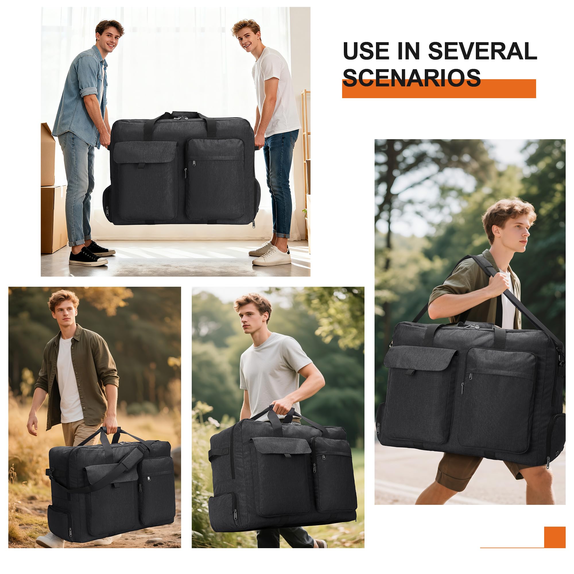 VS VOGSHOW 80L Sac de Voyage Pliable | Compartiment Chaussures, Léger, Bandoulière | Idéal Voyage, Camping, Déménagement, Emballage, Homme & Femme