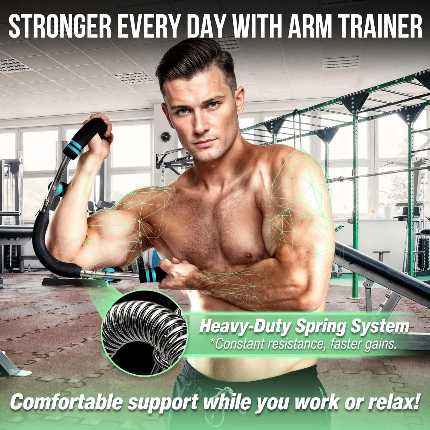 Twister Arm Trainer, 60-100 LBS Chest Workout Equipment, Home Workout, Chest and Arm Trainer for Men, Chest Press Bar, Heavy-Duty Strength Training Equipment for Home Gym